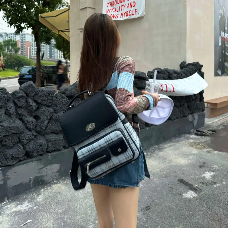 CULTIVATOR PU Backpack Tubas Unisex Blue/Brown/Gray-11