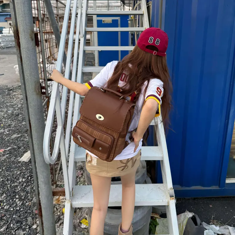 CULTIVATOR PU Backpack Tubas Unisex Blue/Brown/Gray-8
