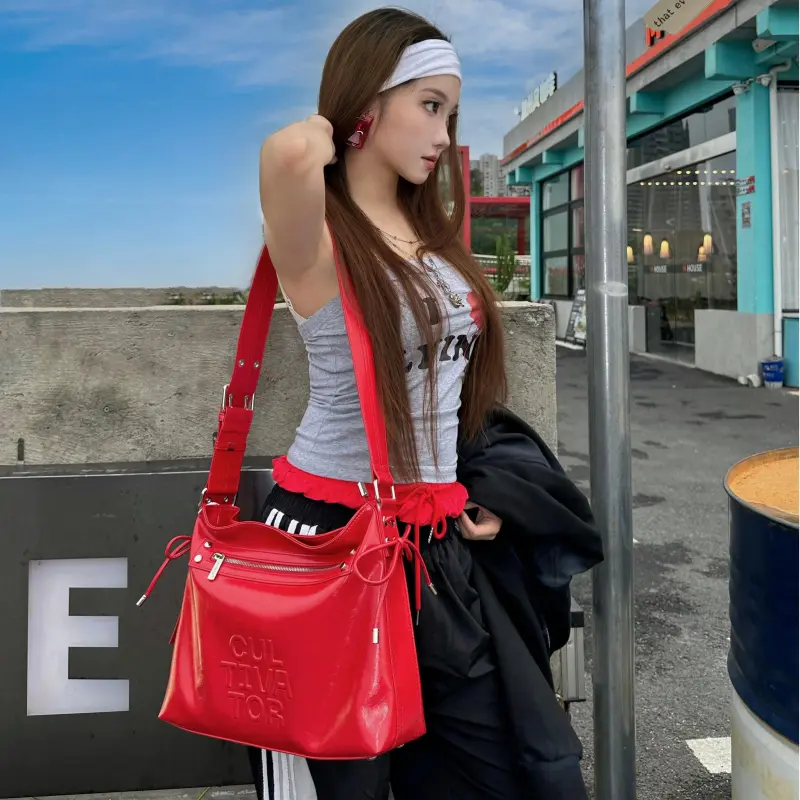 CULTIVATOR PU Crossbody Bag Large Size Unisex True Red/Black-1