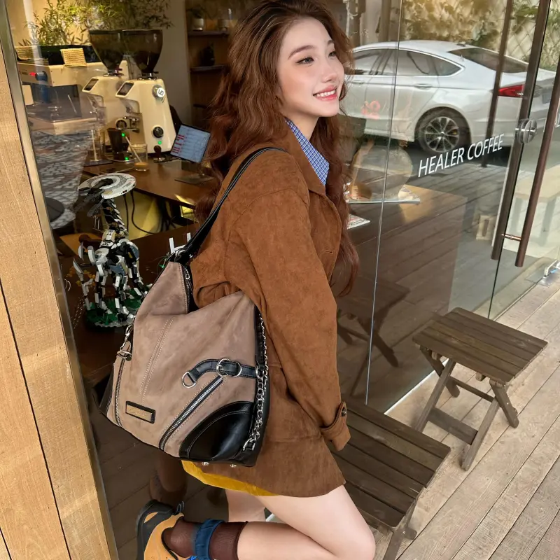 CULTIVATOR PU Backpack On The Shoulder Medium Size Unisex Reindeer Gray/Beige-4