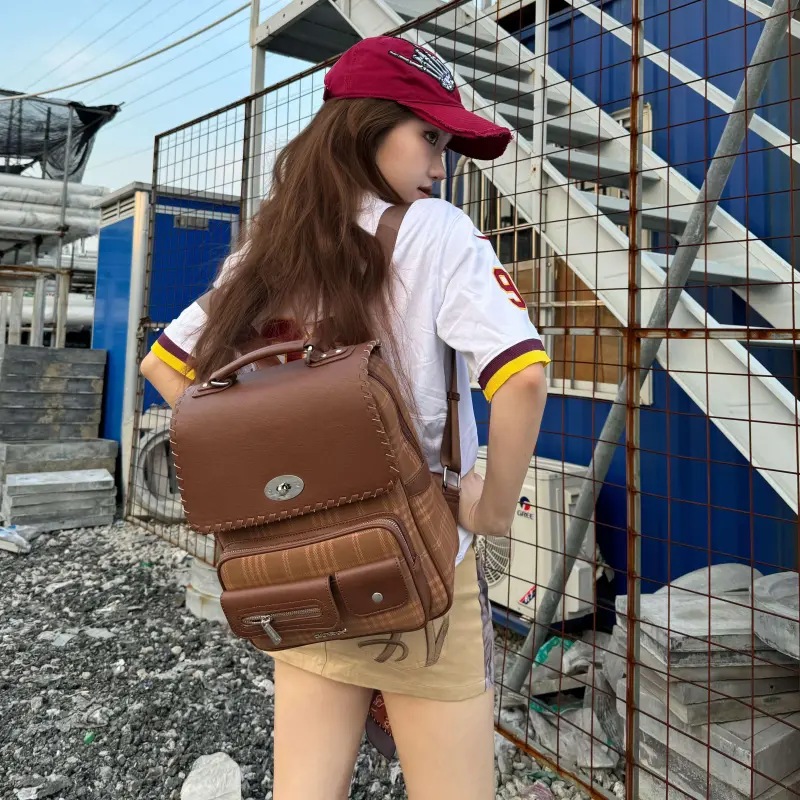 CULTIVATOR PU Backpack Tubas Unisex Blue/Brown/Gray-7