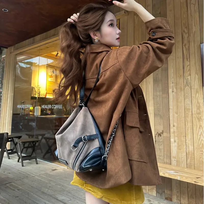 CULTIVATOR PU Backpack On The Shoulder Medium Size Unisex Reindeer Gray/Beige-2