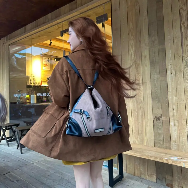 CULTIVATOR PU Backpack On The Shoulder Medium Size Unisex Reindeer Gray/Beige-3