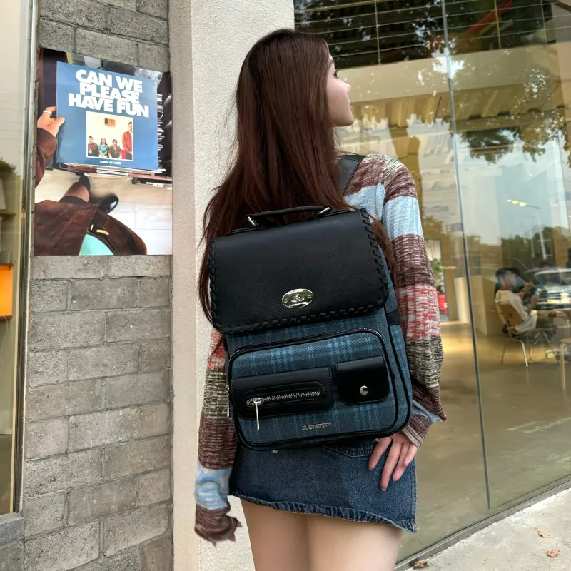 CULTIVATOR PU Backpack Tubas Unisex Blue/Brown/Gray-4