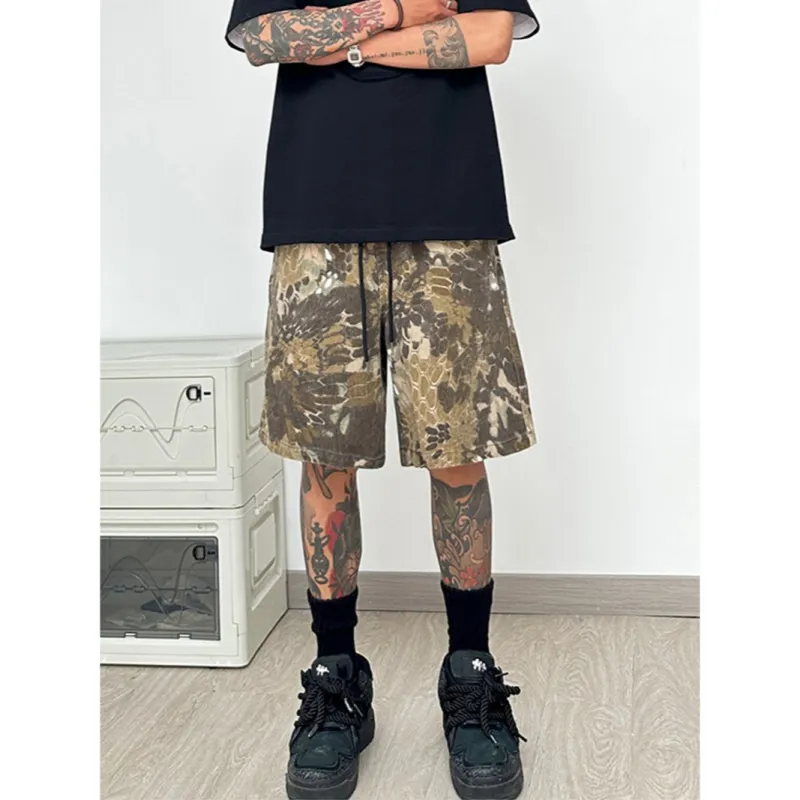 MEIKE Denim Shorts Unisex Coffee-5