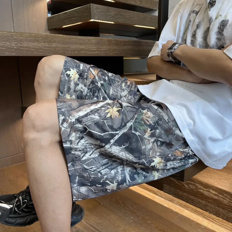 MEIKE Casual Shorts Unisex Maple Leaf Green-3