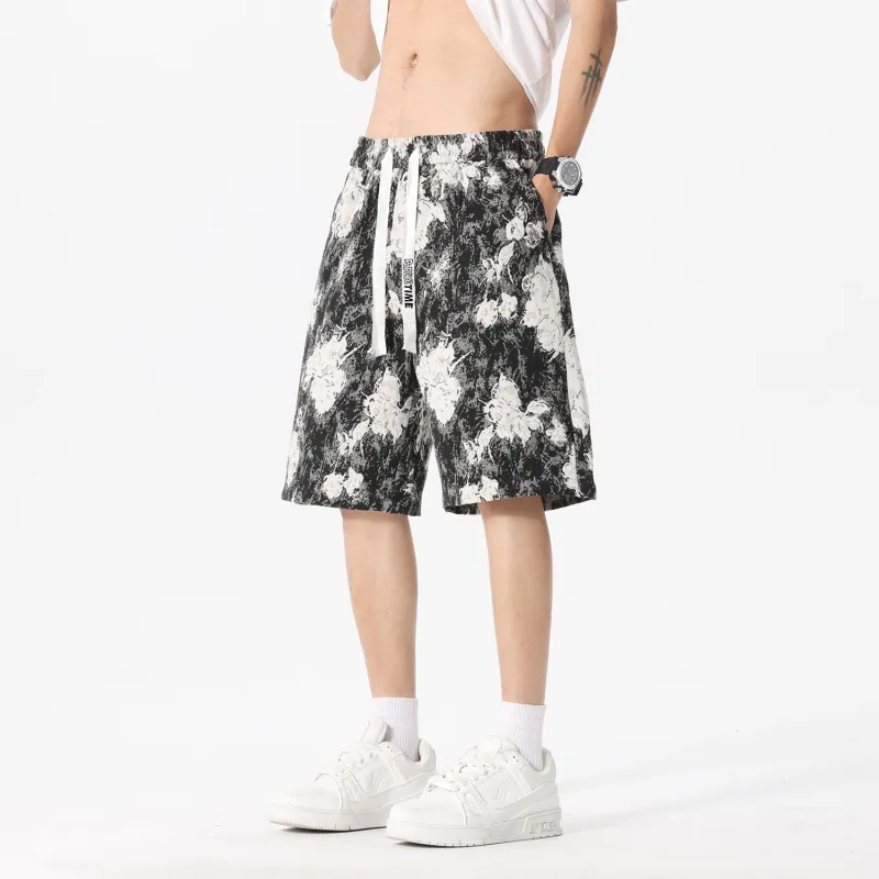 POPEYE Casual Shorts Unisex Black Floral-2