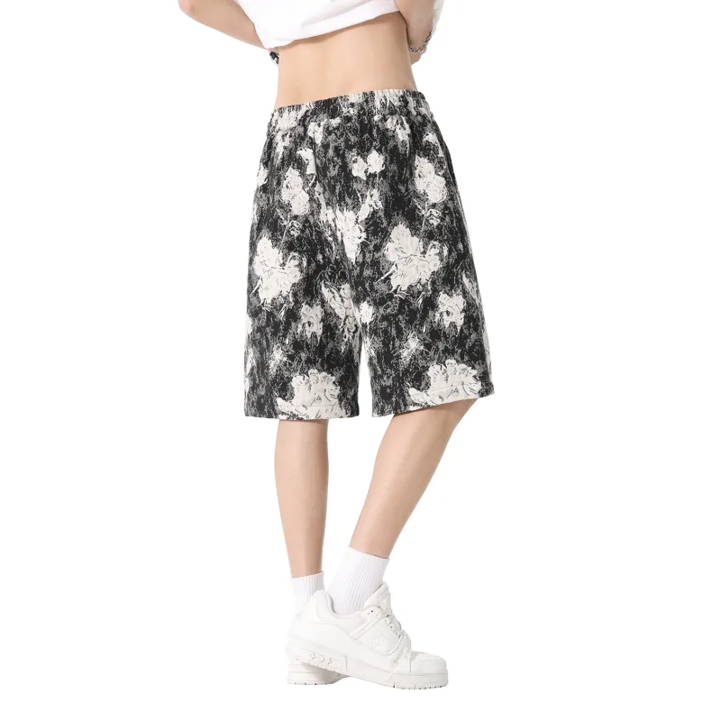 POPEYE Casual Shorts Unisex Black Floral-1