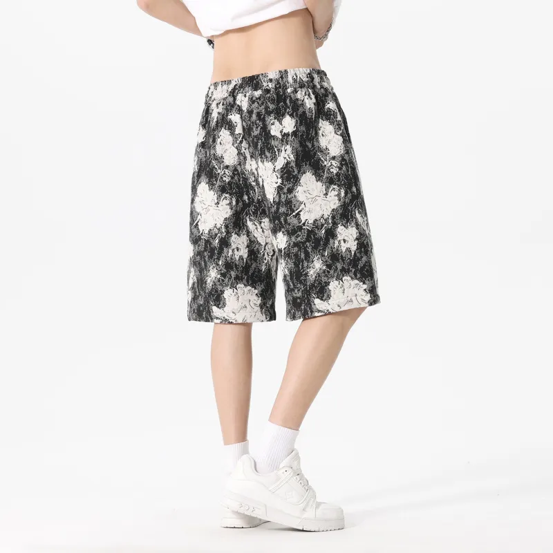 POPEYE Casual Shorts Unisex Black Floral-3