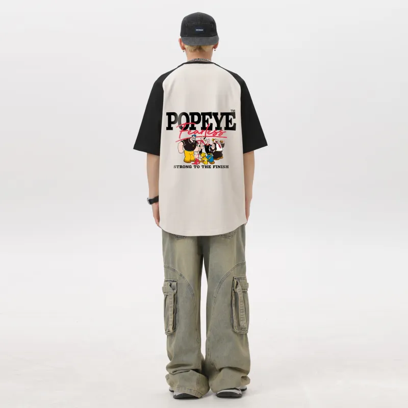 POPEYE Raglan Sleeve Loose Fit Casual Crew Neck Short Sleeved T Shirts Unisex-2