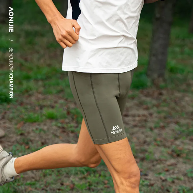 AONIJIE Marathon Trail Running Compression Knee Length Pants Men's-6