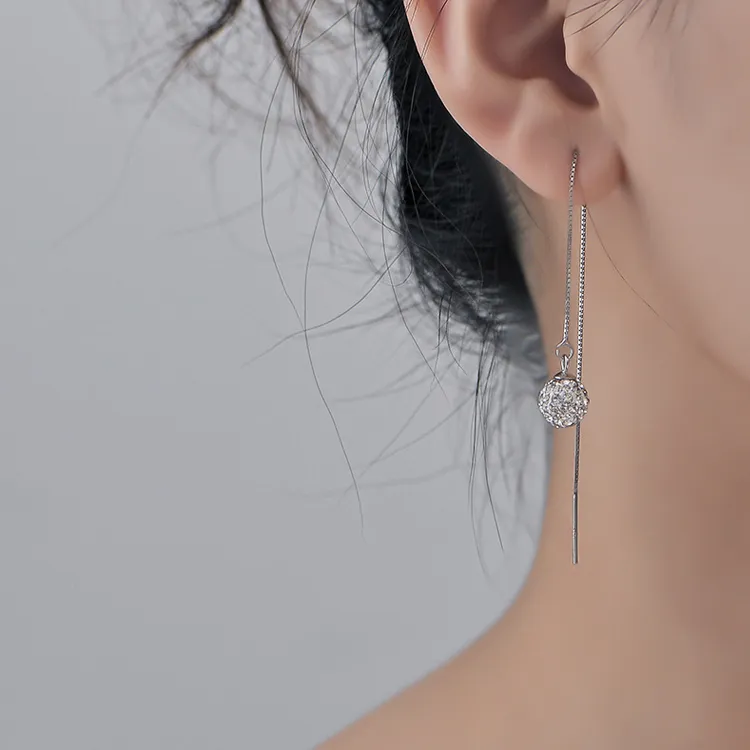 Asia Star S925 Silver Drop Earrings Women's-1