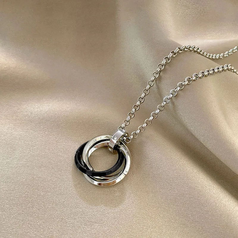 JUICY GRAPE Individual Three Loop Minimalist Style Versatile Collarbone Chain Necklaces Men's-4