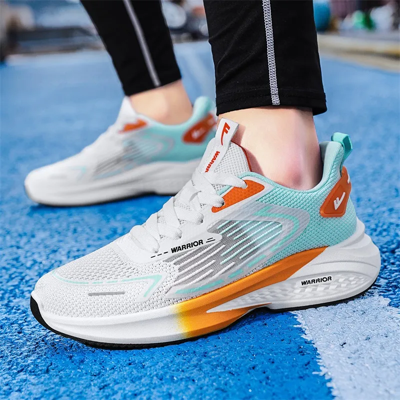 WARRIOR Running Shoes Men Low Top White/Green/Orange/Black-6