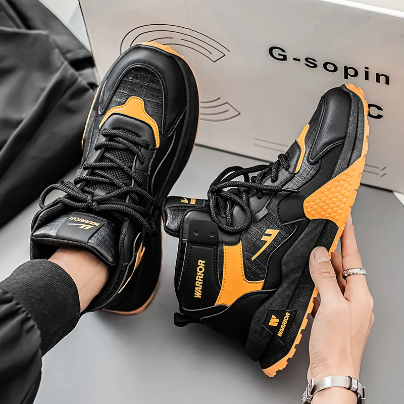 Warrior Wear Resistant Height Increasing Rebound High Top Casual Shoes Men's-17
