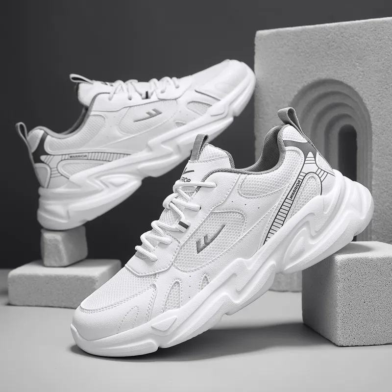 WARRIOR Running Shoes Men Low Top White Gray-6
