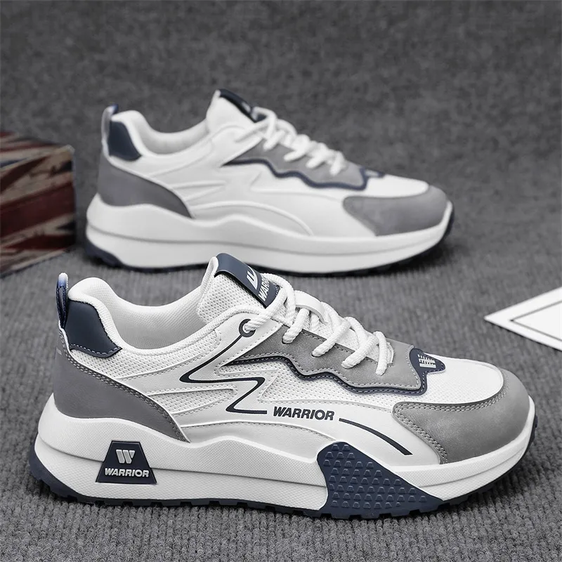 Warrior Wear-Resistant Lightweight Rebound Low-Top Casual Shoes Men's Beige Brown Blue-11