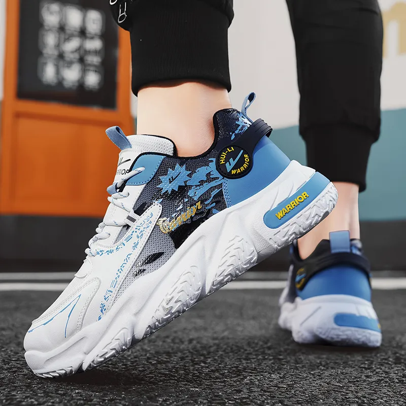WARRIOR Chunky Sneakers Men Low Top White Black Blue/White Black Purple/White Black-6