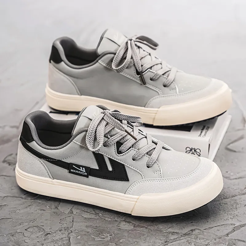 WARRIOR Skateboard Shoes Men Low Top Beige Brown/Gray Black/Black Rice-11