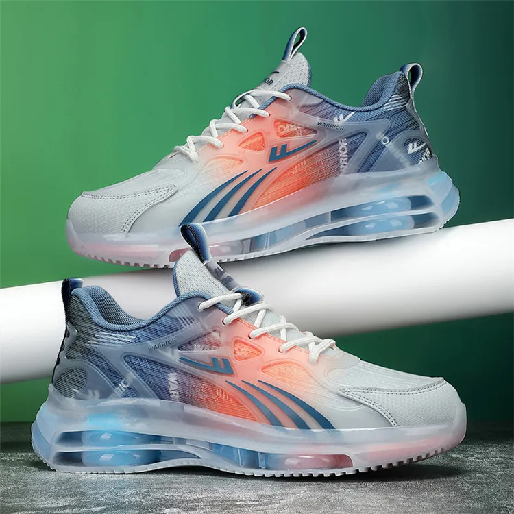WARRIOR Chunky Sneakers Men Mid Top Black White/White Blue/White Blue Orange-24