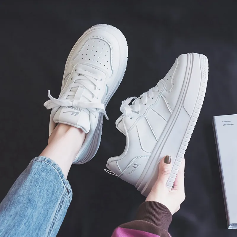 Warrior Small White Shoes Height Increasing Low-Top Skateboard Shoes Women's-4
