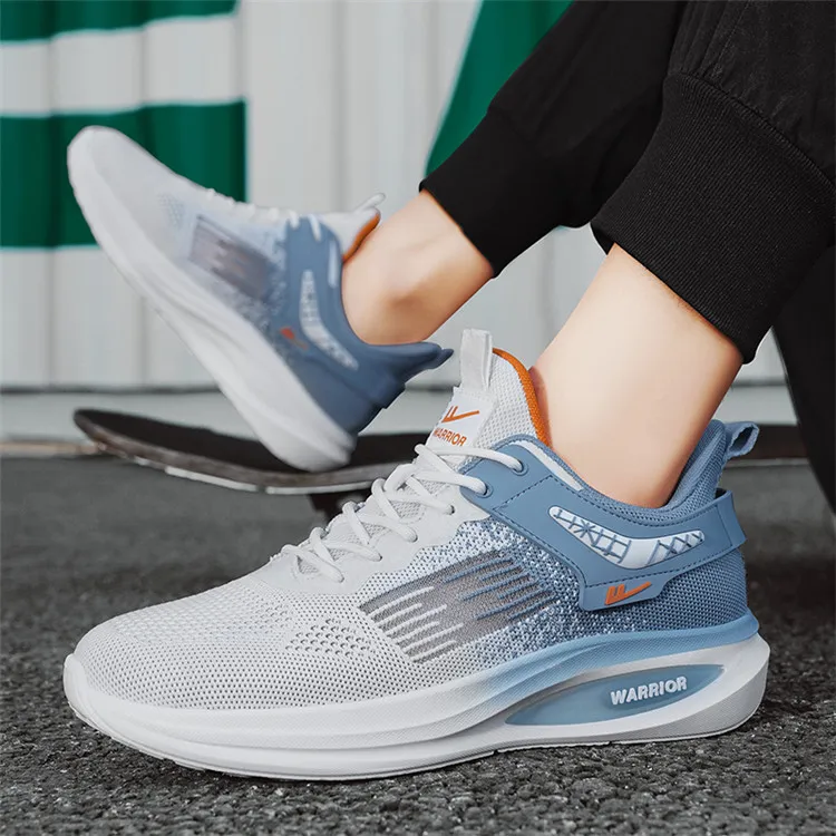 WARRIOR Running Shoes Men Low Top White Light Blue/White Dark Blue/Black-7