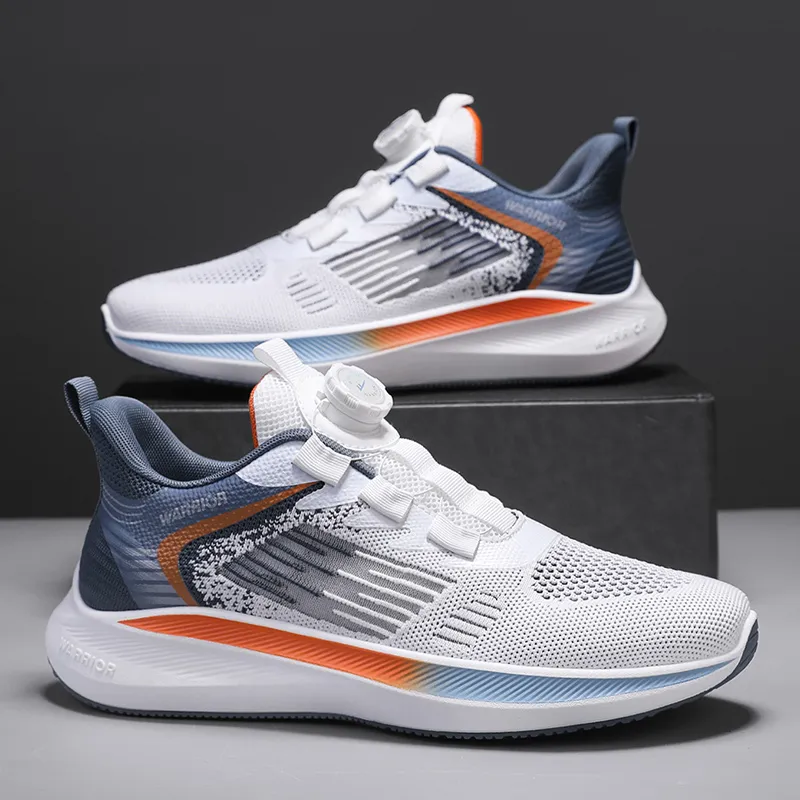 WARRIOR Running Shoes Men Low Top White Mist Blue/White Blue Green-5