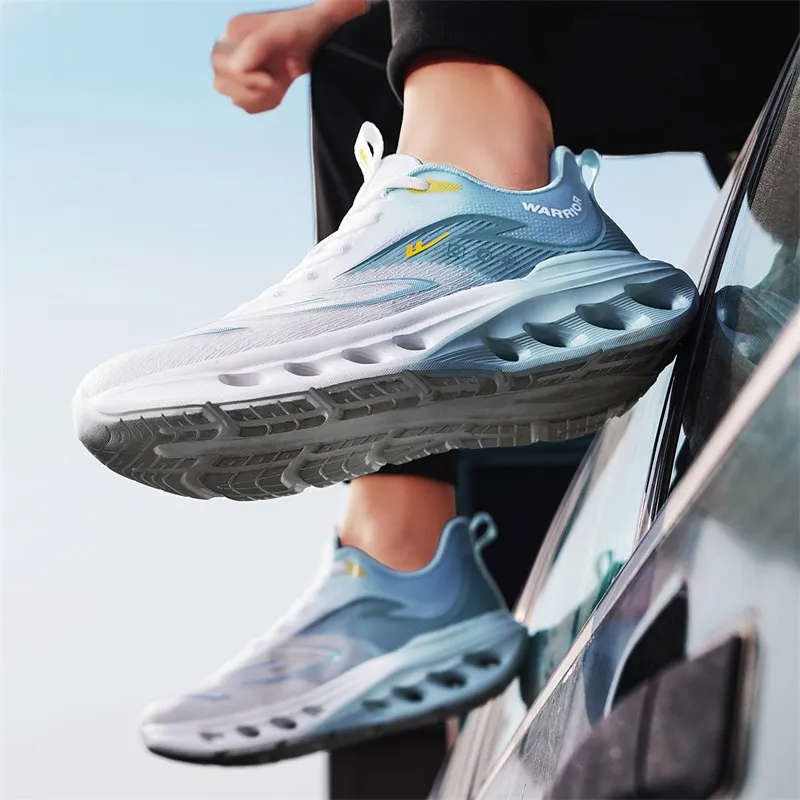 WARRIOR Running Shoes Men Low Top White Blue/White Orange/Black Blue-6