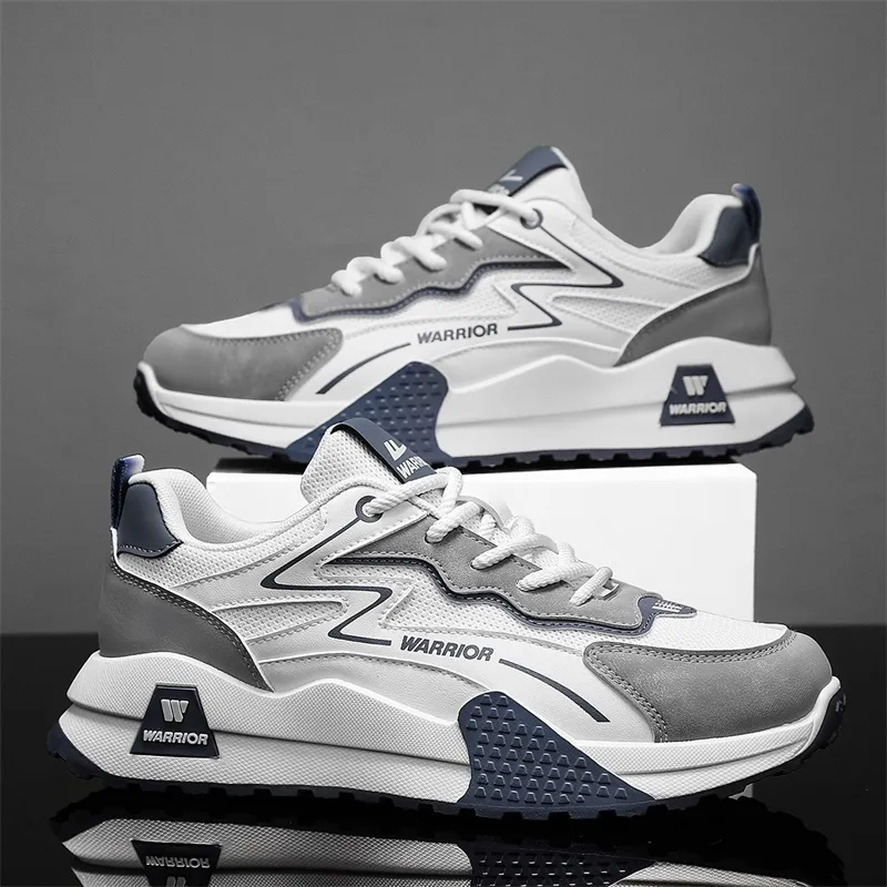 Warrior Wear-Resistant Lightweight Rebound Low-Top Casual Shoes Men's Beige Brown Blue-12