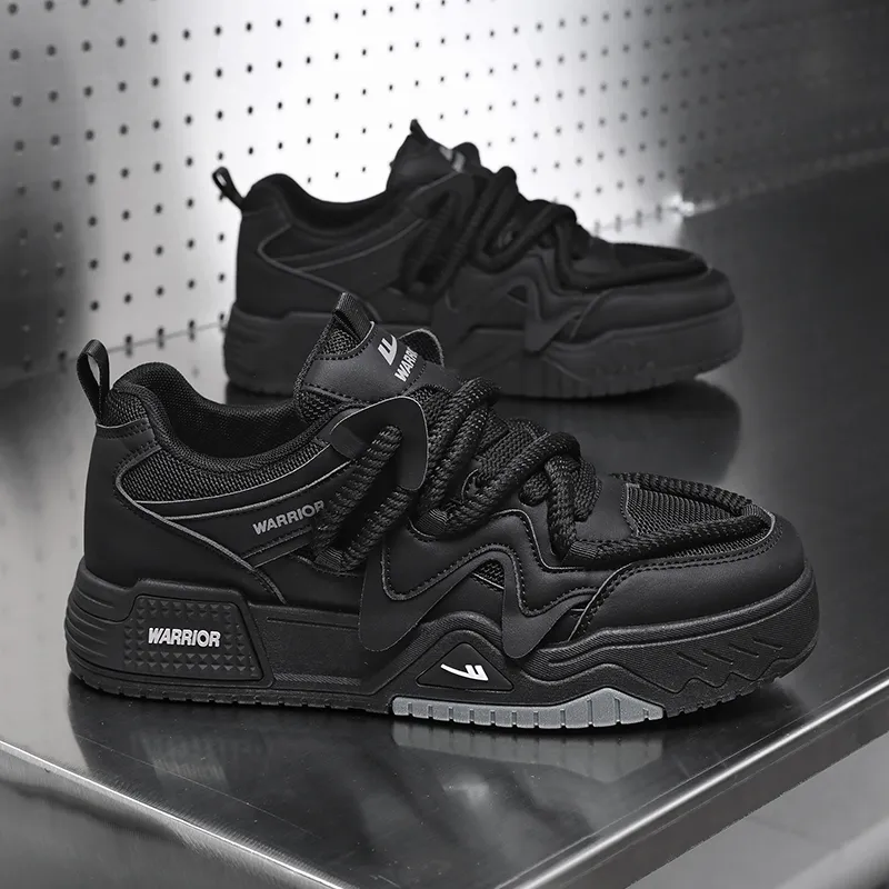 Warrior Wear-Resistant Lightweight Height Increasing Low-Top Skateboard Shoes Unisex-6