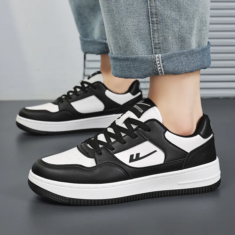 Warrior Air Force 1 Puffy Shoes Low Top Skateboard Shoes Unisex Black White-6
