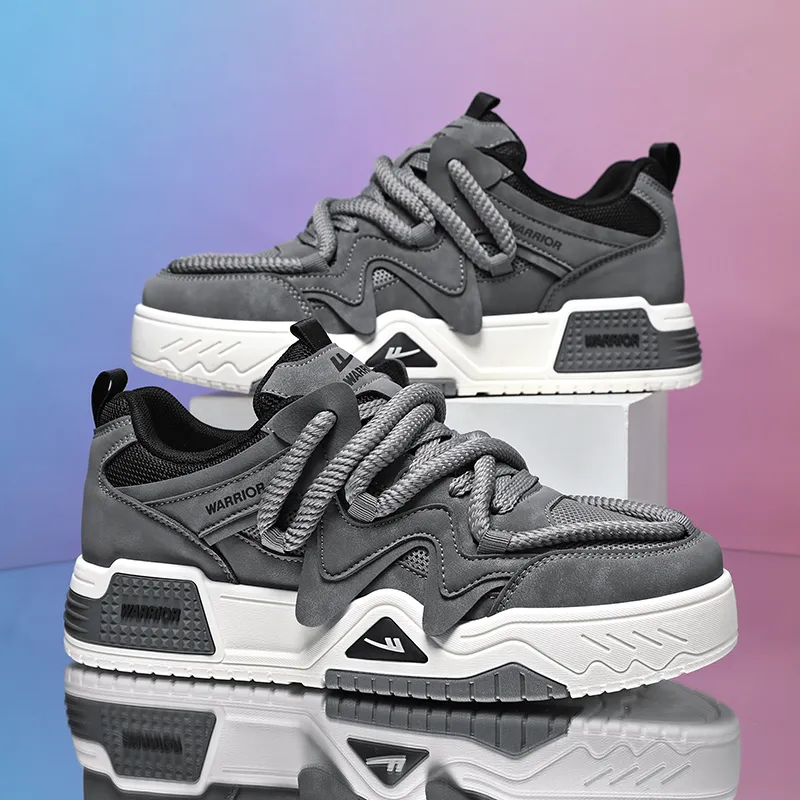 Warrior Wear-Resistant Lightweight Height Increasing Low-Top Skateboard Shoes Unisex-13