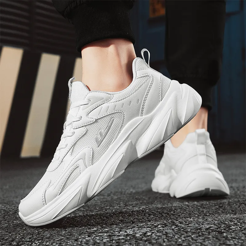 WARRIOR Chunky Sneakers Men Low Top White/Black/Gray-5
