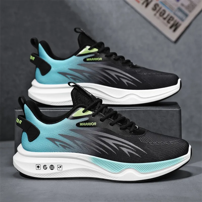 Warrior Durable Breathable Lightweight Low Top Casual Running Shoes Men's Black Moon-4
