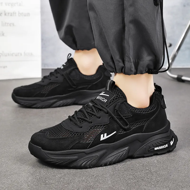 WARRIOR Chunky Sneakers Unisex Low Top Black/Beige-11