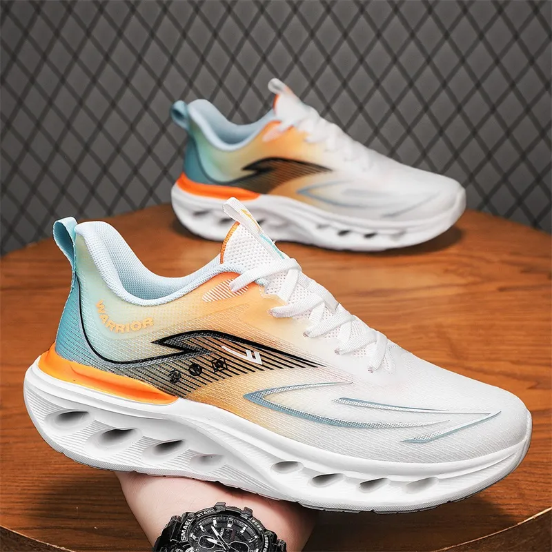 WARRIOR Running Shoes Men Low Top White Blue/White Orange/Black Blue-12
