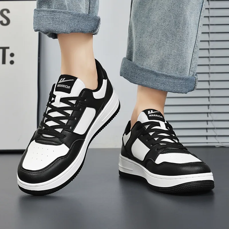 Warrior Air Force 1 Puffy Shoes Low Top Skateboard Shoes Unisex Black White-7