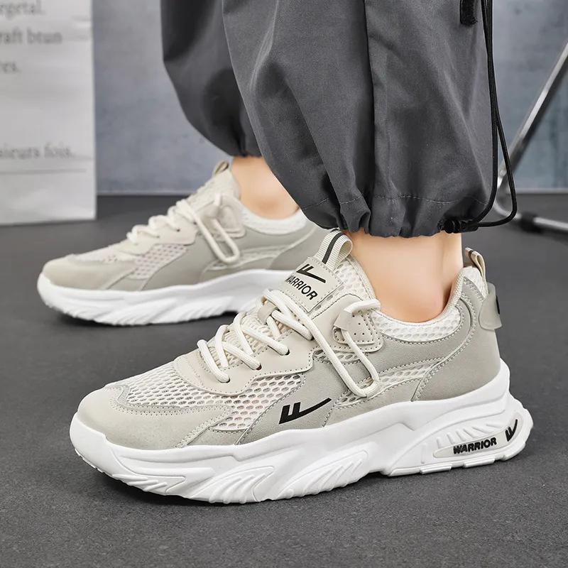 WARRIOR Chunky Sneakers Unisex Low Top Black/Beige-5