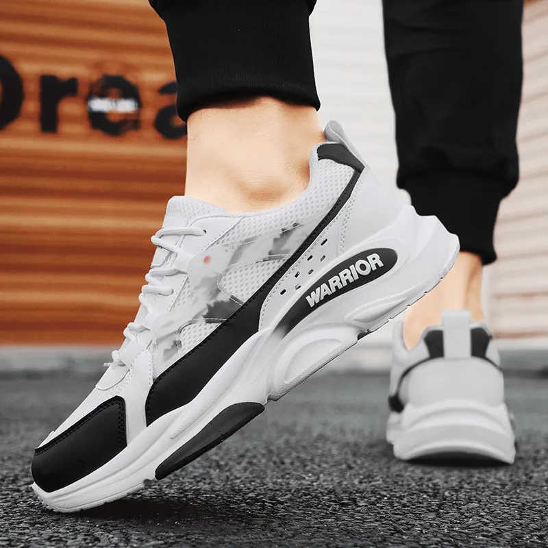 Warrior Ink Wash Painting Collection Height Increasing Low-Top Chunky Sneakers Men's White Blue-15