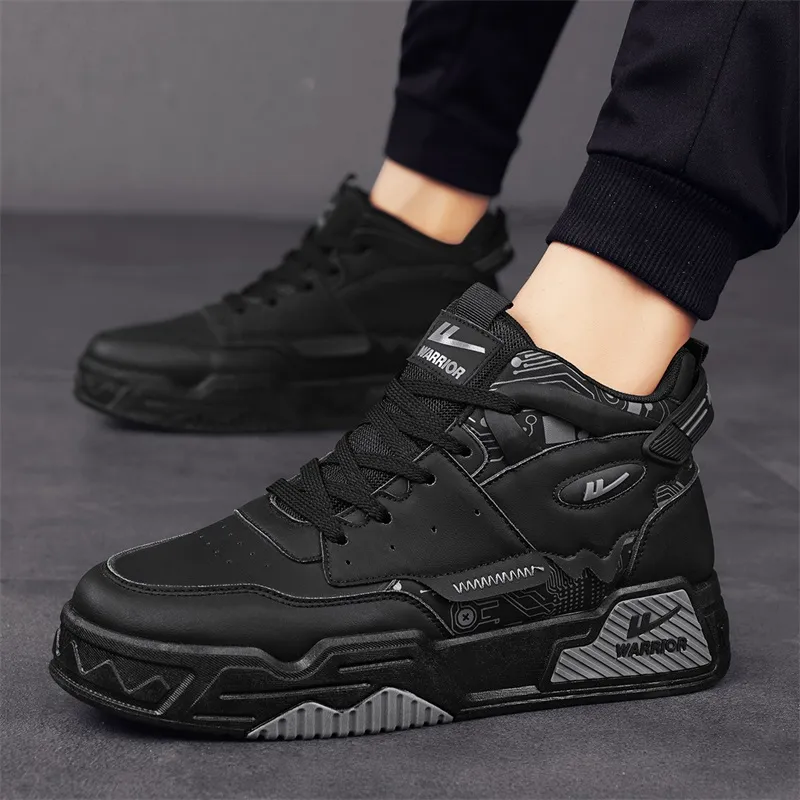 Warrior Height-Enhancing Wear-Resistant Lightweight High-Top Skateboard Shoes Men-18