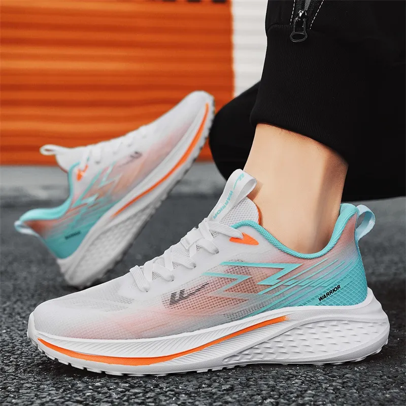 WARRIOR Running Shoes Men Low Top White Blue Yellow/Gray Blue Green/Gray Moon Orange/Black White-23
