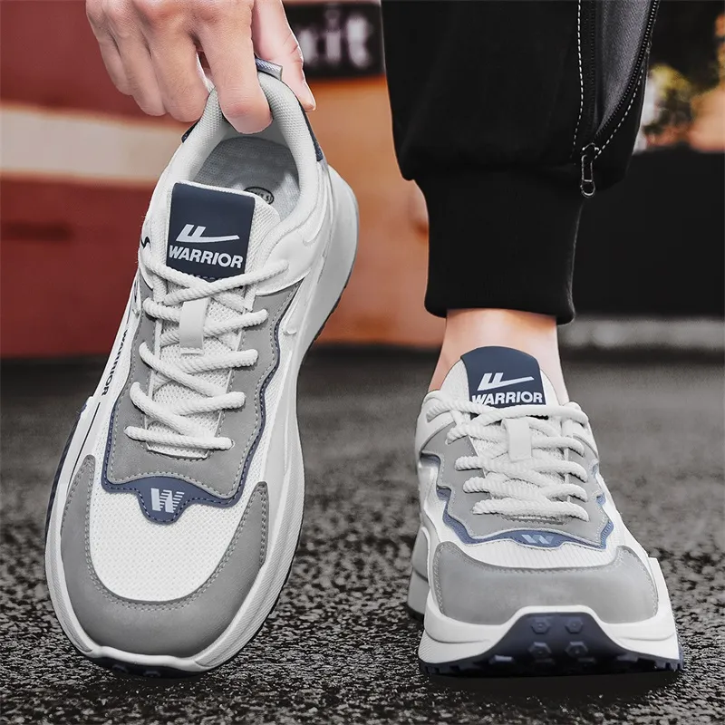 Warrior Wear-Resistant Lightweight Rebound Low-Top Casual Shoes Men's Beige Brown Blue-13