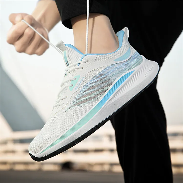 Warrior Breathable And Lightweight Low Top Casual Running Shoes Men's Blue White-5