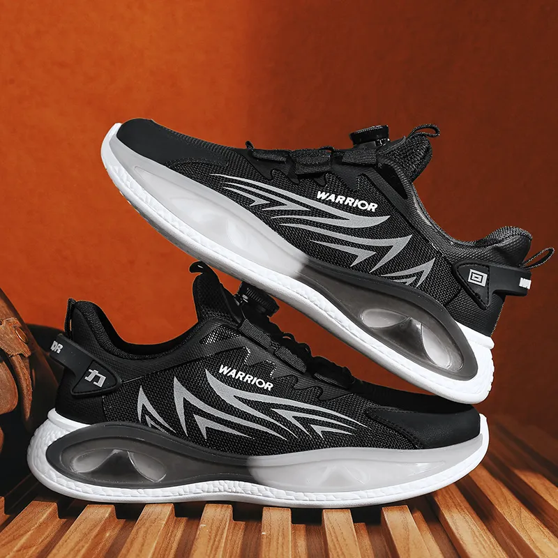 Warrior Abrasion Resistant Low Top Chunky Sneakers Men's Black Gray-3