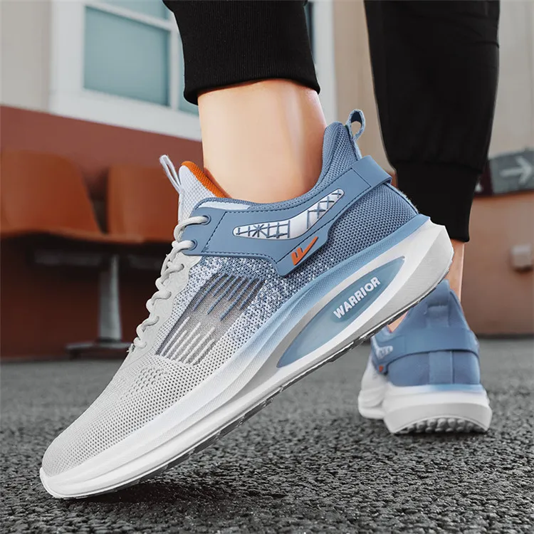 WARRIOR Running Shoes Men Low Top White Light Blue/White Dark Blue/Black-6