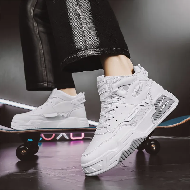 Warrior Height-Enhancing Wear-Resistant Lightweight High-Top Skateboard Shoes Men-5