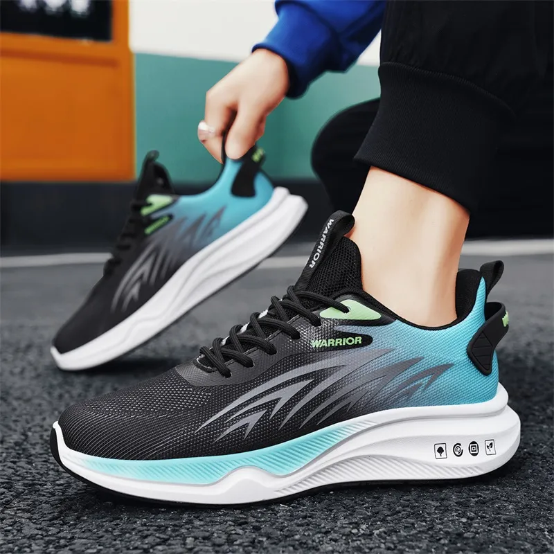 Warrior Durable Breathable Lightweight Low Top Casual Running Shoes Men's Black Moon-2
