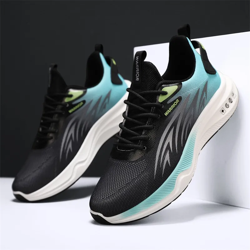 Warrior Durable Breathable Lightweight Low Top Casual Running Shoes Men's Black Moon-3