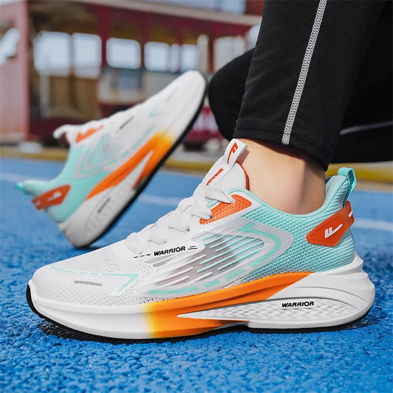 WARRIOR Running Shoes Men Low Top White/Green/Orange/Black-5