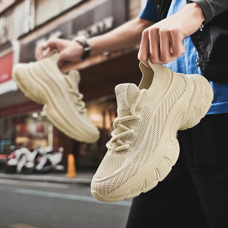Warrior Wear Resistant Breathable Height Increasing Low Top Chunky Sneakers Men's-5